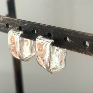 Sterling Silver Wide Textured 3/4 Hoop Earrings